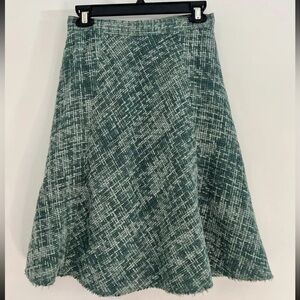 $725 Marc Jacobs Wool Tweed A-lined Midi Skirt Green Kate Middleton Style Size 2